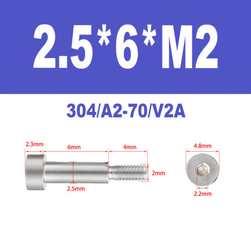 V2A A2 Pass-Schulterschraube Innensechskant M2 M2,5 M3 M4 M5 Edelstahl - Bild 9 von 107