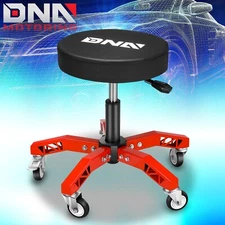 Adjustable Height Mechanics Rolling Seat Creeper Garage Stool Work Chair Red