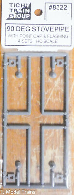 Tichy Train Group HO Scale #8322 (90 Deg Stovepipe w/Point Cap & Flashing (4sets