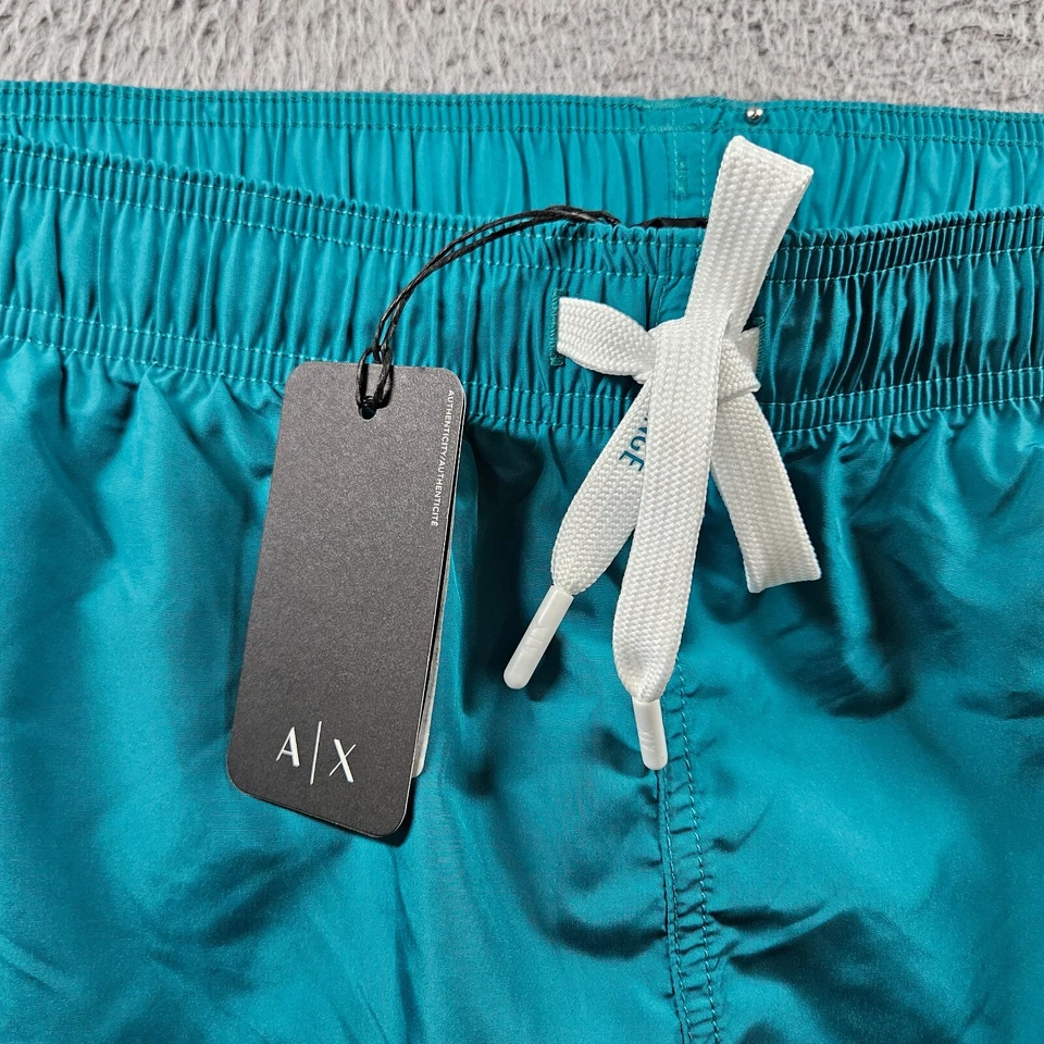 $80 Nuevo Con Etiquetas Armani Exchange Bañador Pantalones Cortos Para Hombre XXL Forrado Logo Cremallera Bolsillo Verde Foto 3 de 4