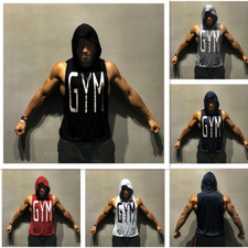 Men Hooded Hoodie Vest Tank Top Sweatshirt Gym Muscle Sleeveless Casual T-shirt