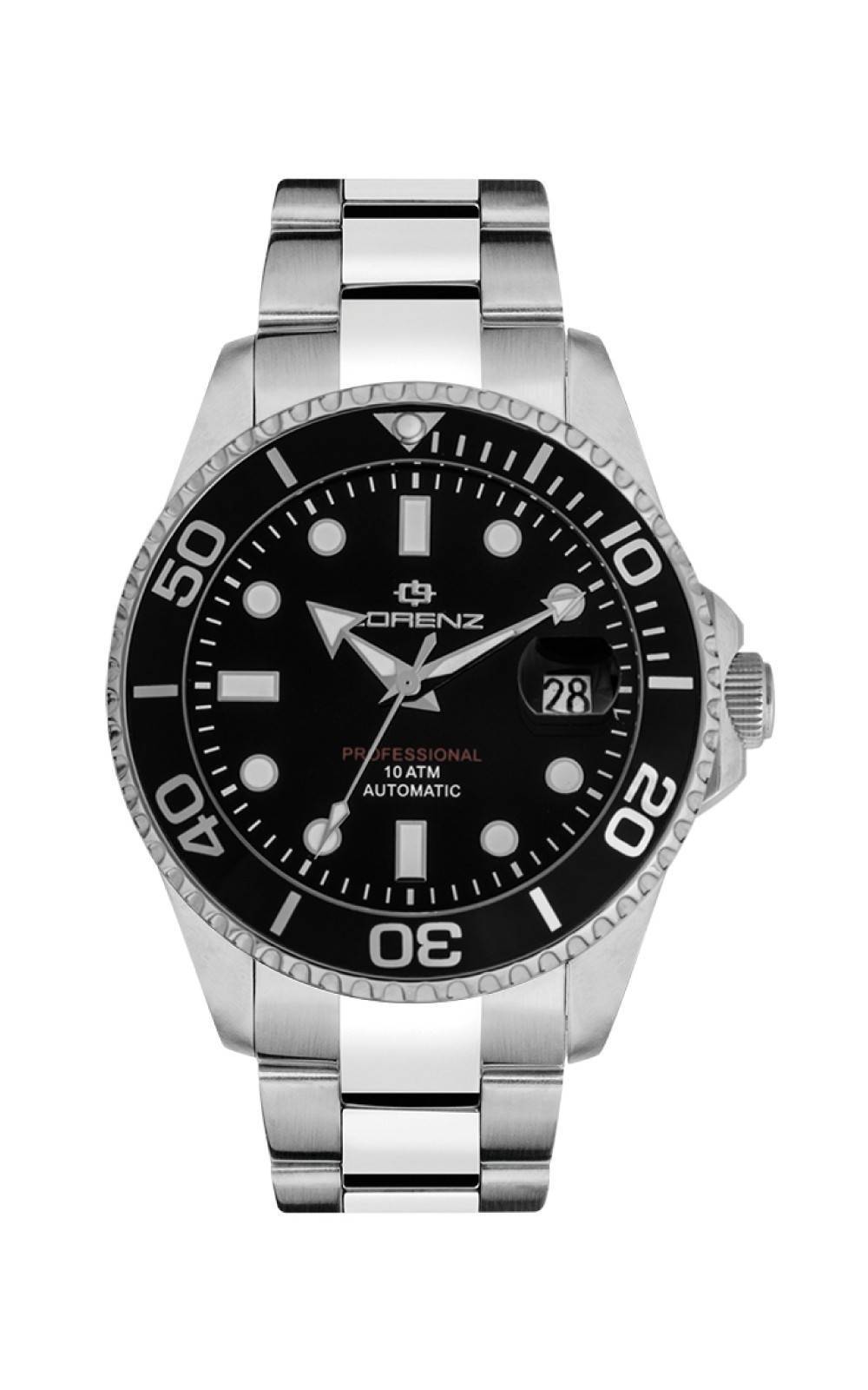 Orologio Lorenz Submarine Nero 030081AA Watch Automatico Acciaio Diver Uomo 43mm