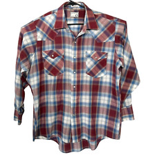 Levi's Pearl Snap Shirt Mens XL Burgundy White Plaid Long Sleeve Western Vintage
