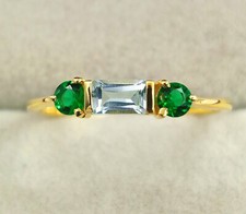 Natural Blue Topaz Ring, 925 Sterling Silver Gold Plated Handmade Stackable Ring