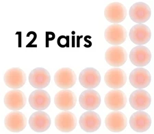 12 Pairs Nippleless Pasties Women Reusable Adhesive Silicone Nipple Round Cover