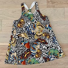 Alice + Olivia vintage ‘Trina Tunic’ silk dress with leopard and butterfly print