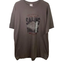 Gildan Ultra Cotton XL T-Shirt With Hilarious "Sailing Through Life" Graphic Cha