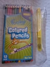 FOOHY 12 Colored Pencils + Retractable Marker School Supplies NOS VINTAGE 05012