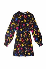 BNWT NEW RIXO Andy Night Sky Brushstroke Star Silk Mini Dress Size Small UK 10