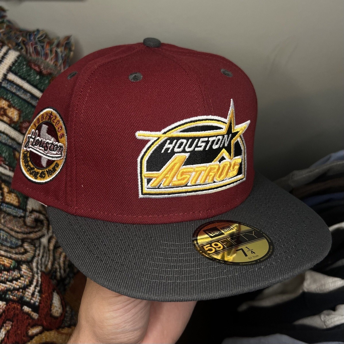 New Era Houston Astros 45th Anniversary Red Yellow Gray Fitted Hat