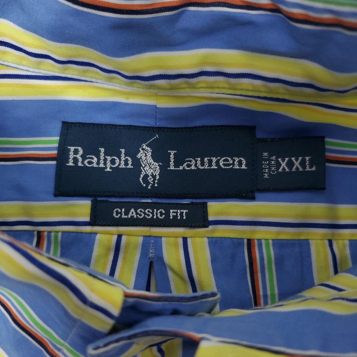 【関税&送料込】Polo Ralph Lauren Blue Yellow Striped Wool S Polo Ralph Lauren XXL Blue/Yellow Men's Custom Fit Logo