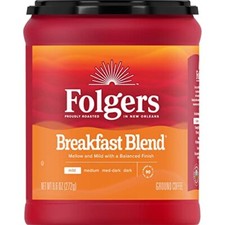 Folgers Breakfast Blend medium roast Ground Coffee Smooth  Mild Coffee 9.6 O...