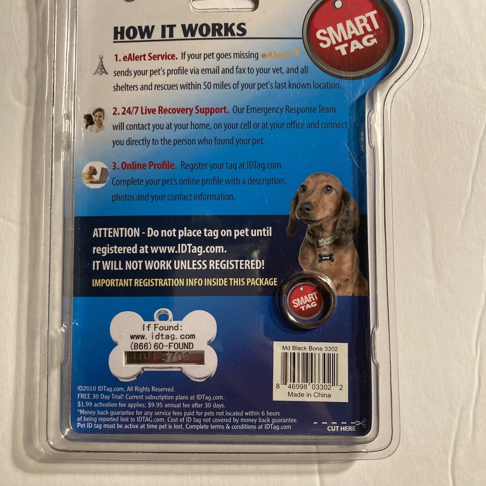 Smart Tag Pet ID Collar Tag AS SEEN ON TV Find Lost Pets Fast Size Medium  - Image 4 of 4