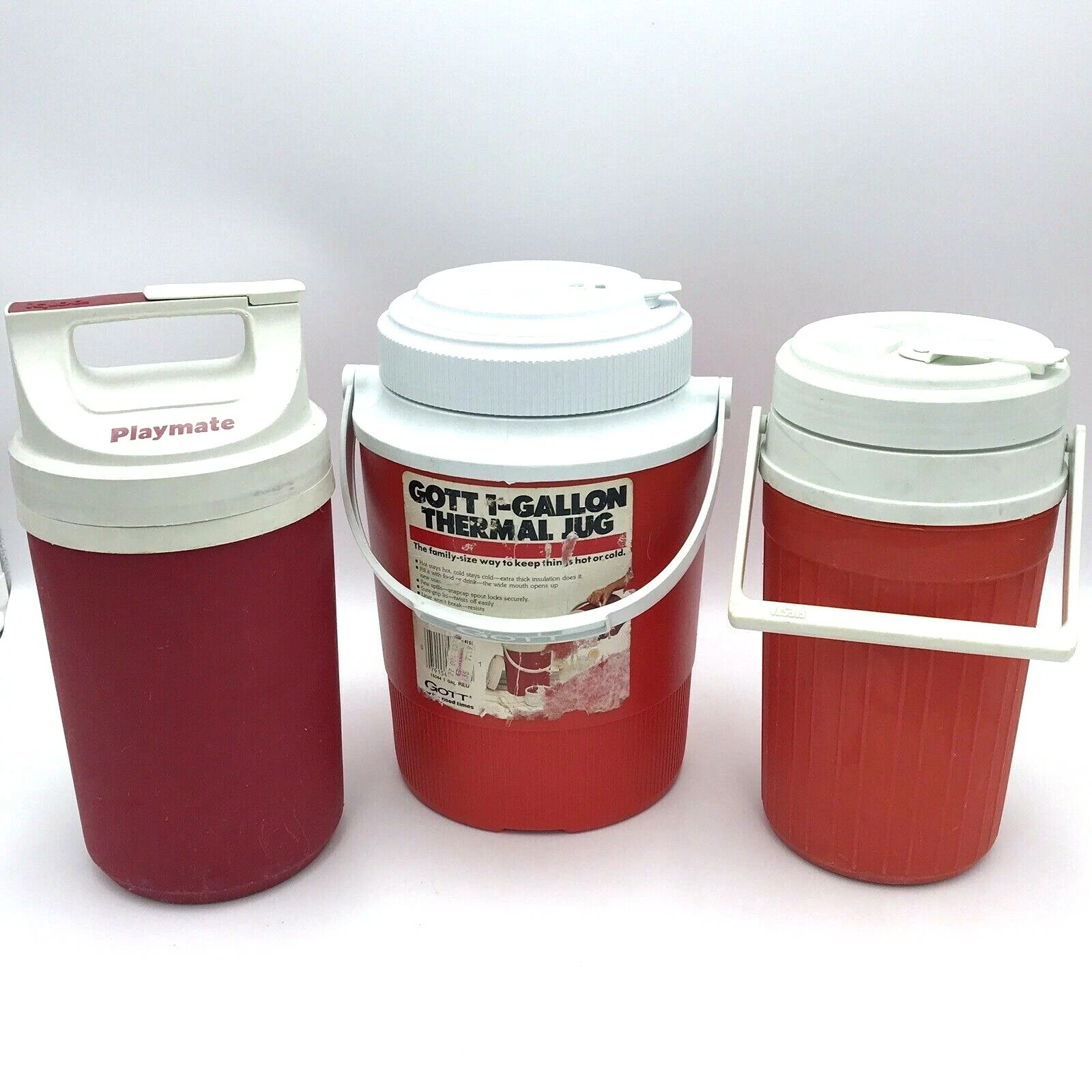 3 Rubbermaid Gott 1504 Gallon Igloo Playmate Fiesta Half Thermal Jug Cooler Red