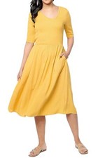 Peace Loved World Women's Knit to Woven Asymmetric V-Neck Dress Mango