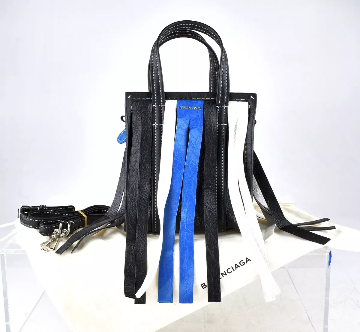 Nebu kilometer peave Authentic Balenciaga Leather Bazar Fringe Tote Bag XS | eBay