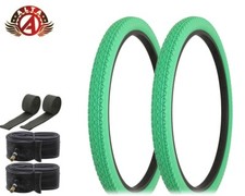 ALTA BICYCLE WIRE BEAD CRUISER TIRES 26 x 2.125 GREEN HEAVY DUTY DIAMOND 6pc SET