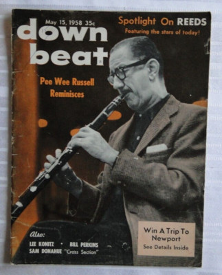 Vintage Magazine Down Beat May 1958 Pee Wee Russell Lee Konitz Bill Perkins  101