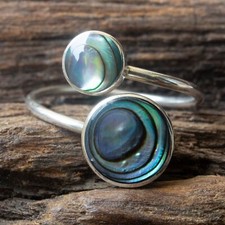 Damen Ring 925 Silber Abalone Paua Muschel Pe...