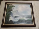 VTG Oregon Pacific Ocean Coast Sea Painting Sue Parkhill Oil Canvas Framed 24x28