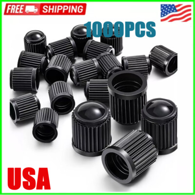 1000 BLACK Plastic Tire Valve Air Dust Cover Stem Caps Wheel Car Truck SUV Bike