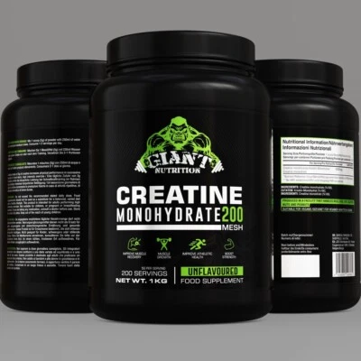 GAINS NUTRITION Giant Nutrition - Pure Creatine Monohydrate Powder 200 Servings - 1kg Tub