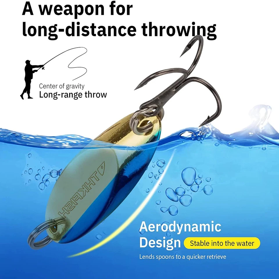 5PCS Fishing Spoons Fishing Lures Casting Spoon Metal Jig Lure Trout Lures US - Image 4 of 4