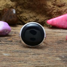 Dazzling Black Onyx Gemstone 925 Sterling Silver Handmade Ring All Size B-599