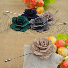3PCS Mens Red Pink Beige Brooch Flower Lapel Pin For Tie Shirt Waistcoat Wedding