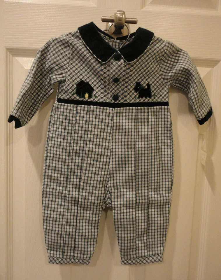 Nuevo Mameluco Niñas 3M 3mo Carriage Boutiques Navidad Vacaciones Verde/Perro Scottie Foto 2 de 4