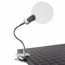 ILLUMINATED MAGNIFIER LED LIGHTED LIGHT CLAMP CLIP ON TABLE DESK BENCH PORTABLE