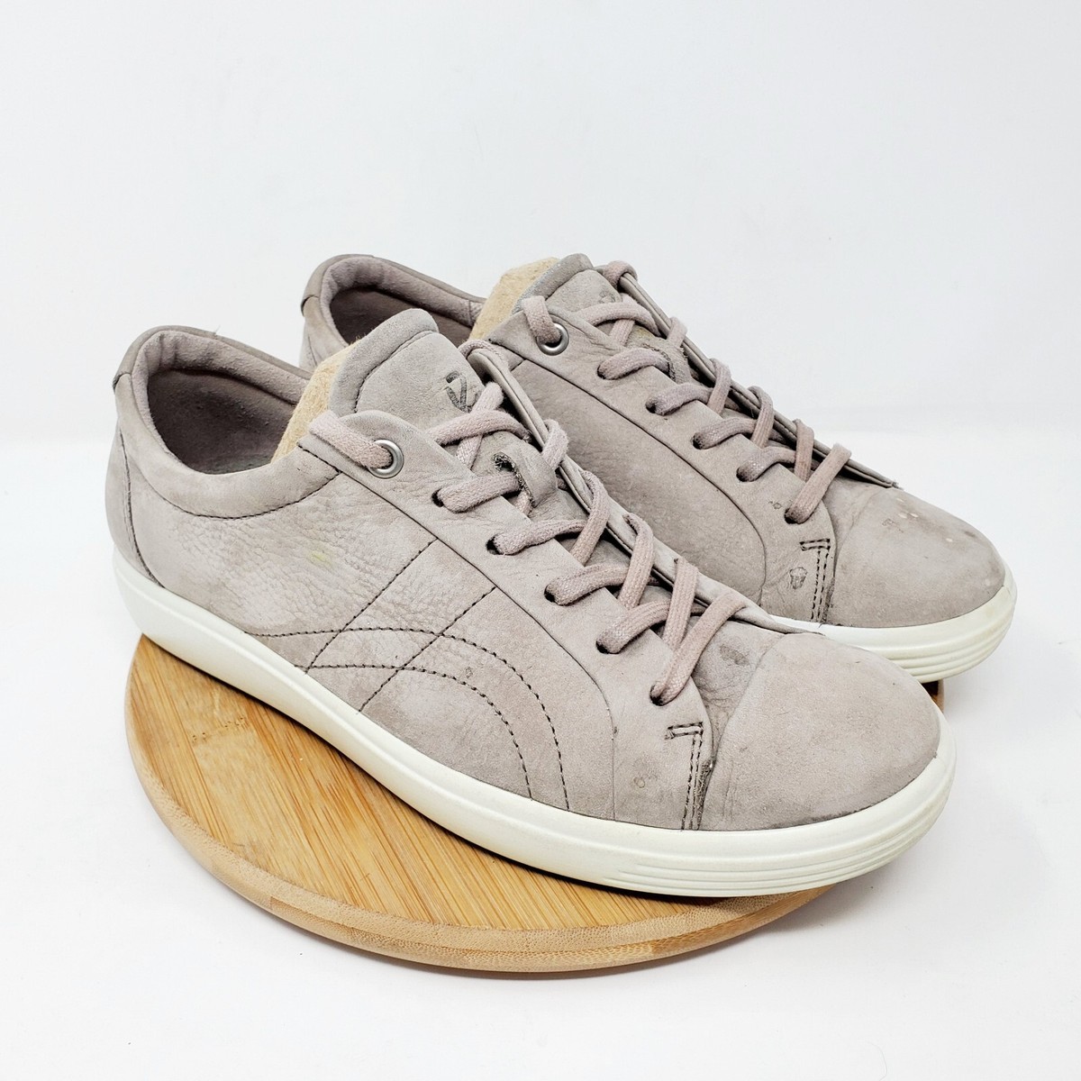 ECCO Soft Stitch Tie Sneakers Womens 39 Warm Grey Comfort Shoes