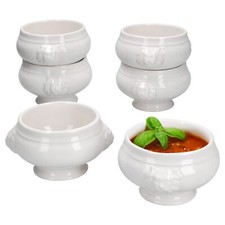 6x LEO Löwenkopf-Terrinen 250ml weiß 6 Personen Suppen-Tasse Schale Steingut
