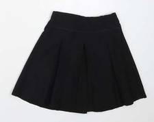 TU Girls Black Polyester Blend Pleated Skirt Size 7 Years