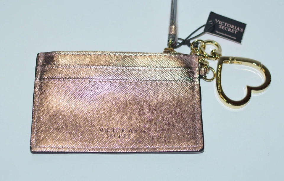 NUEVO TARJETERO VICTORIA'S SECRET ROSA FLORAL METÁLICO LLAVERO CARTERA MONEDERO Foto 4 de 4