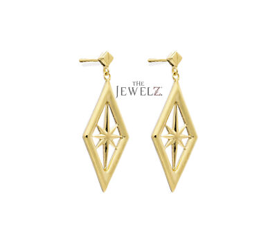 14K massives Gold lange Nova Stern Ohrhänger - Geschenk für geliebte Menschen - The Jewelz
