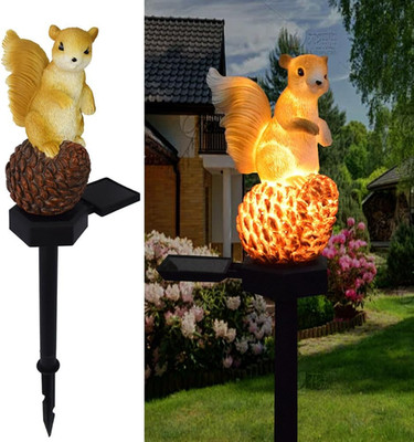 Solar Energy Pinecone Squirrel Light, Garden Decoration Resin Cute Animal Ground
