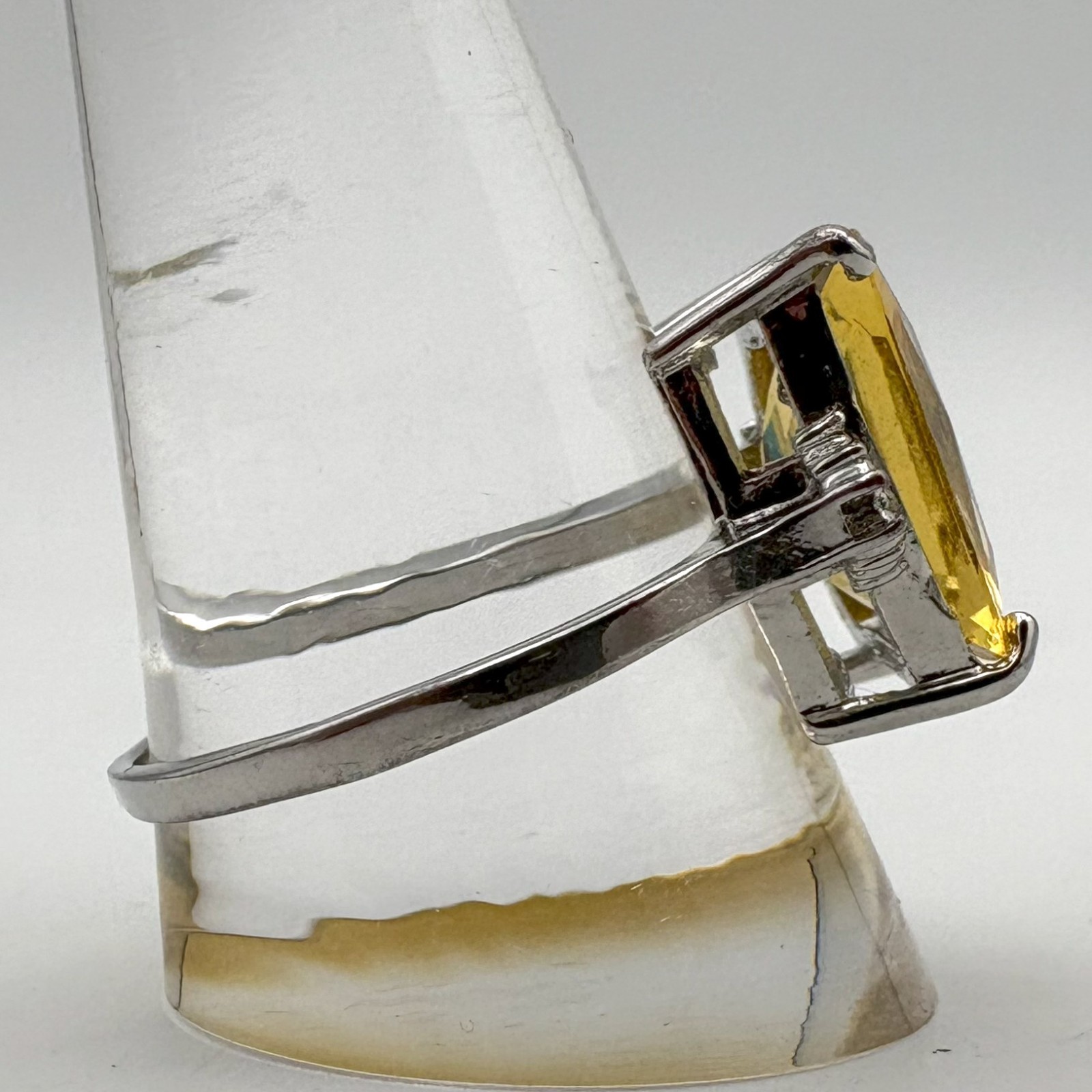 Sterling Silver 925 Large Rectangular Yellow Citr… - image 4