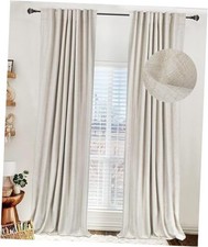 Linen Blackout Curtains for Bedroom 84 Inches 50"W x 84"L Pack of 2 Cream