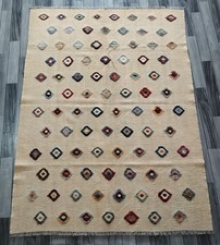 Minimalist Handmade Artisan Afghan Morocan Scandinavia Wool Kilim Rug 194x148 CM