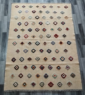 Minimalistische Handarbeit Handwerk Afghan Marokkan Skandinavien Wolle Kelim Teppich 194x148 CM