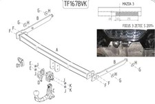 Towtrust Detachable Vertical Towbar For Ford Focus Hatch + 7 Pin Wiring Kit