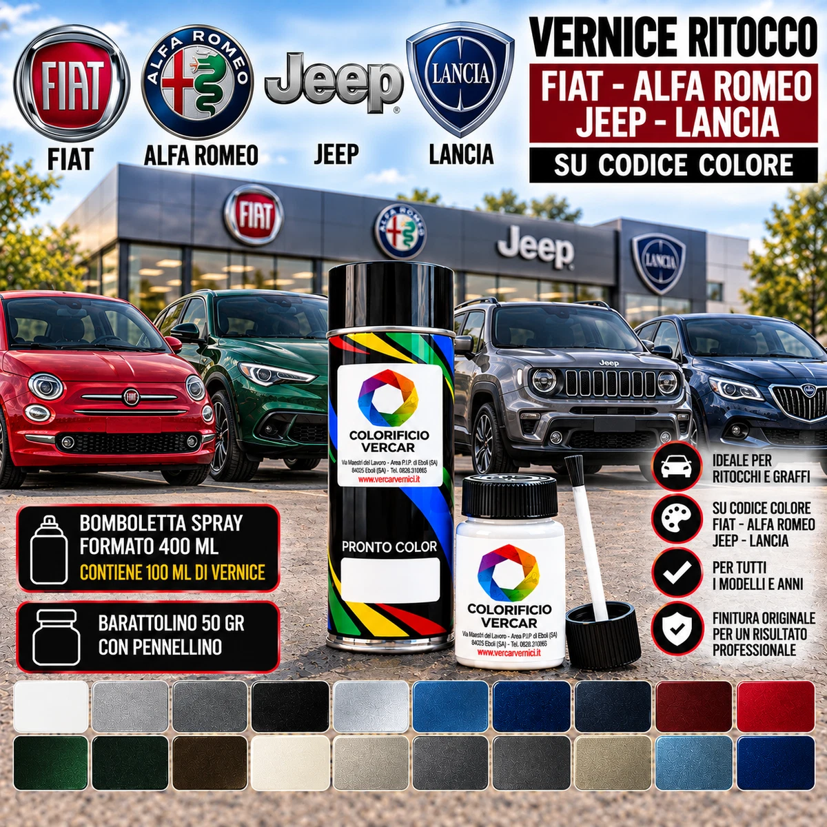 PINTURA DE RETOQUE COCHE TODOS LOS COLORES FIAT LANCIA ALFA JEEP Y ABARTH DESDE 1993-2025
