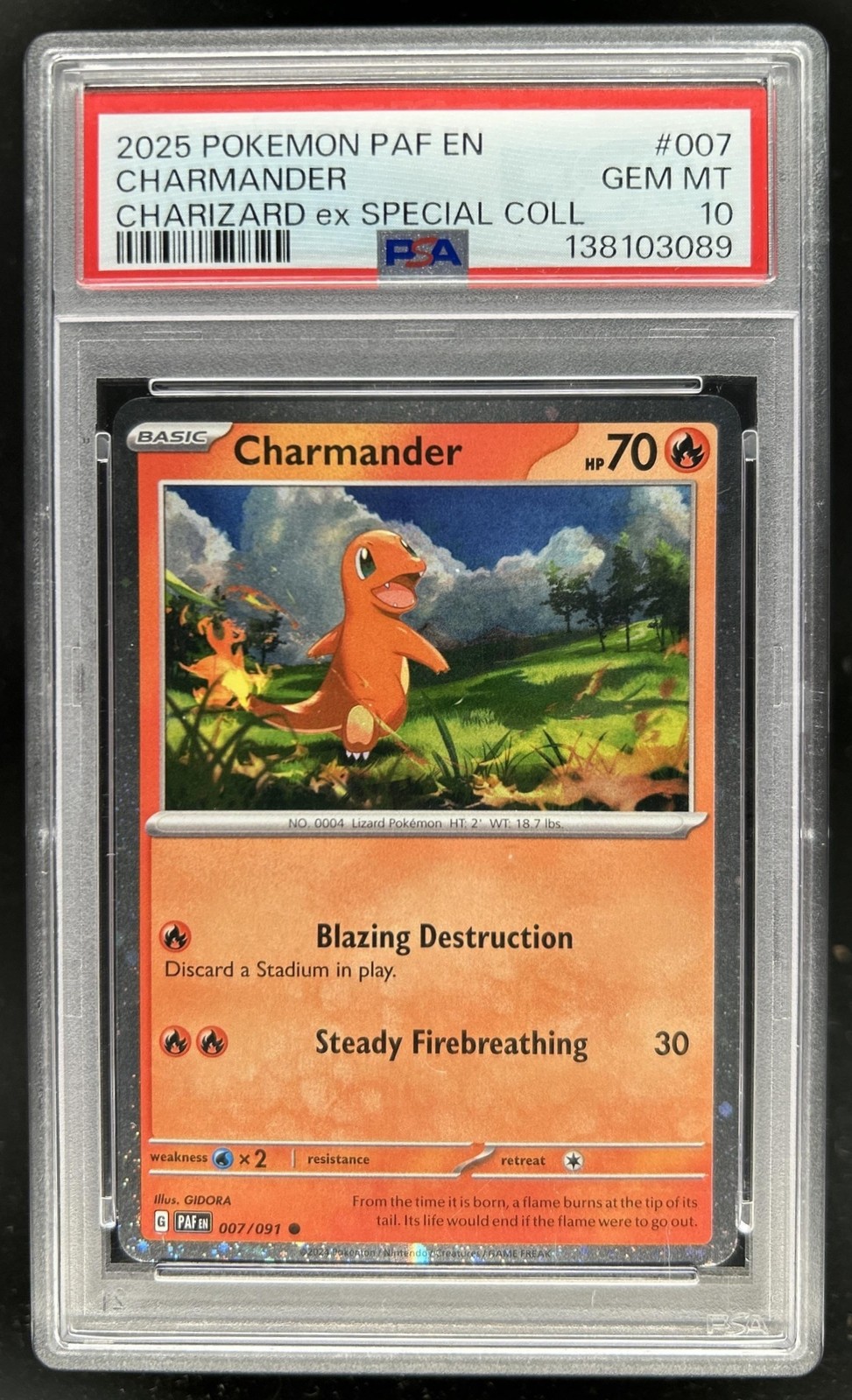 2024 Pokemon Paldean Fates Charmander Promos Cosmos Holo #007/091 PSA 10