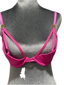 NWOT Victoria's Secret Logo Lace Open-Cup Demi Bra Set VS Logo Lace in Fuschia