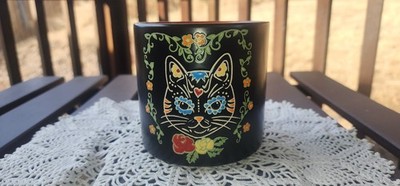 Eli + Ana Day of the Dead Black cat sugar skull canister