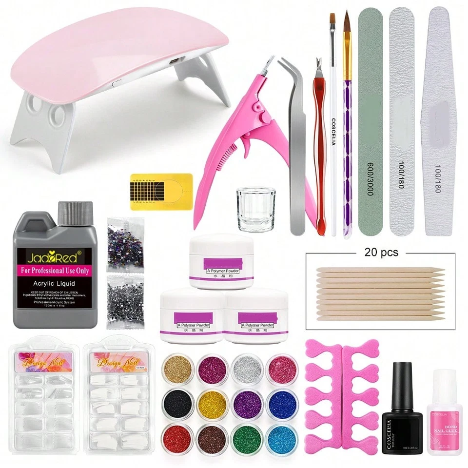 Kit de uñas acrílicas para principiantes en polvo de uñas conjunto líquido luz UV salón de uñas Foto 4 de 4