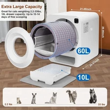 Self Cleaning Cat Litter Box, Automatic Cat Litter Box for Multiple Cats