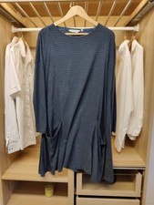 SEASALT DRESS UK 12 GREY/NAVY T-SHIRT STRIPE LONG SLEEVE CASUAL MILL POOL WOMENS
