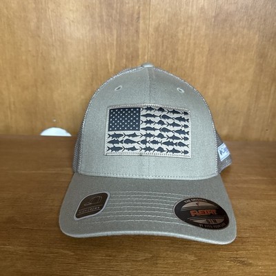 NWT Columbia PFG Mesh Flexfit Cap Hat High Crown Brown USA Flag Unisex S/M